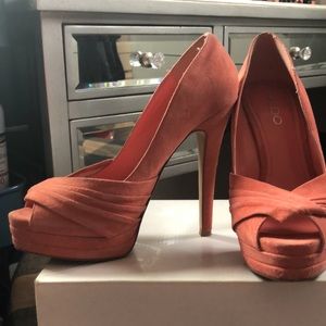 Peach platform pumps. In good used condition worn twice. Still have box